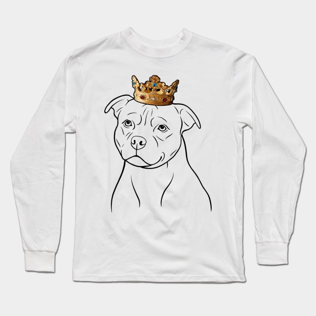 Staffordshire Bull Terrier Dog King Queen Wearing Crown Long Sleeve T-Shirt by millersye